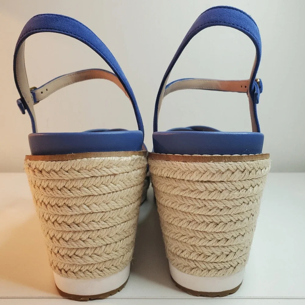 Cole Haan Cloudfeel Blue Suede Espadrille Wedge Sandals W31919 Womens 11